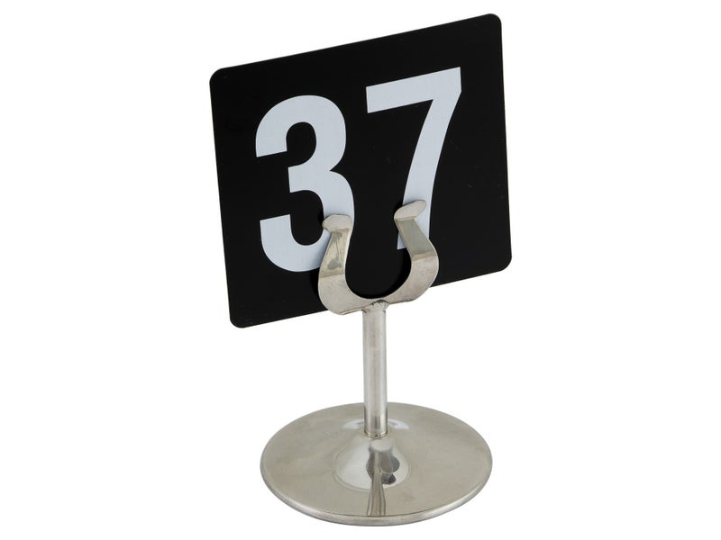 4" Weighted Table Number Menu Stand - Stainless Steel Carousel 2