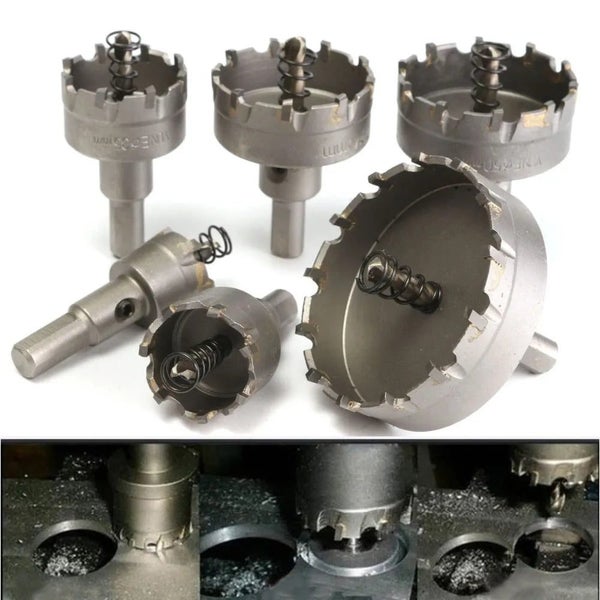 6Pcs 22-65mm HSS Hole Saw Set Tungsten Carbide Tip TCT Metal Cutter Core CHK12N Carousel 2