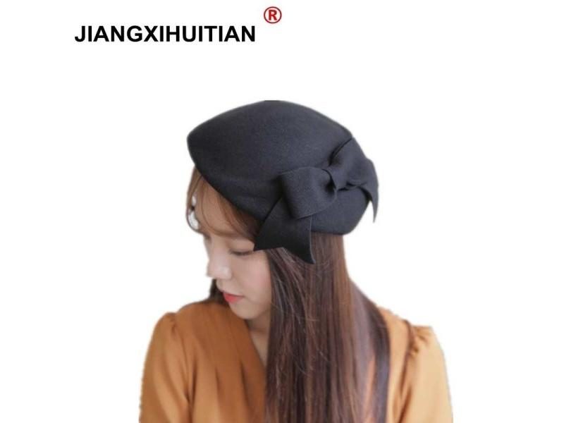New Women Real Wool Wedding And Festival Hat Fedoras Vintage Party Gray Hats Carousel 2