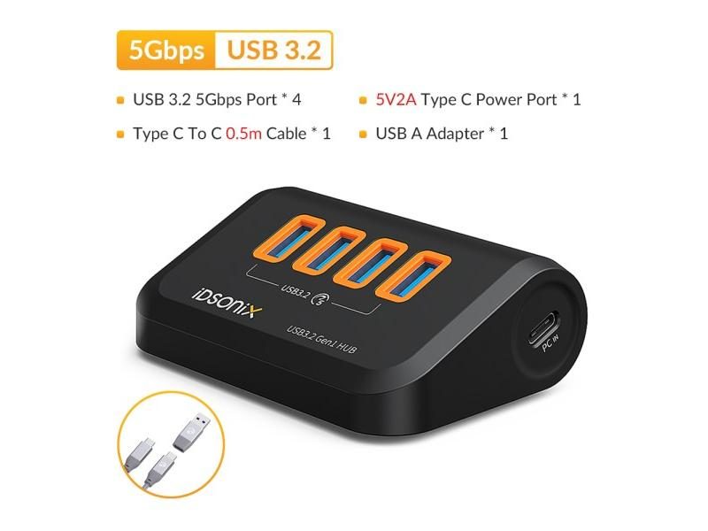 IDsonix USB Splitter USB 3.2 Hub 10Gbps Type C Adapter Multi Ports USB 3.0 Carousel 1