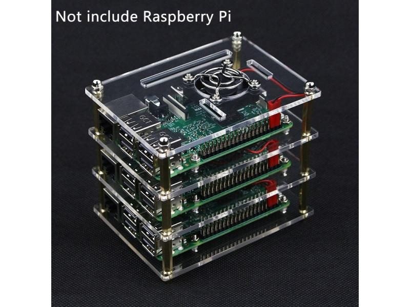 1-10 Layer Raspberry Pi 4 Acrylic Case Transparent Enclosure Cooling Fan Fan Carousel 1