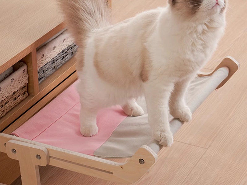 Adjustable Cat Window Perch Cat Hammock Hanging Cat Bed - Grey Pink Carousel 3