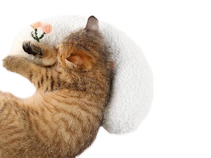 Cat Pillow U Shape Pet Neck Pillow Puppy Dog Naptime Sleeping Pillow White Carousel 1
