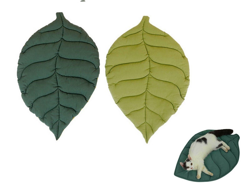 Double-Sided Leaf Shape Dog Cat Bed Mattress Cushion Soft Pad Washable Carousel 1