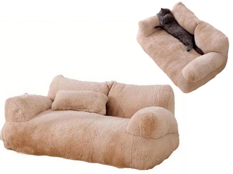Pet Couch Bed Winter Warm Plush Nest Washable Sofa Cushion Bed Coffee M Carousel 1