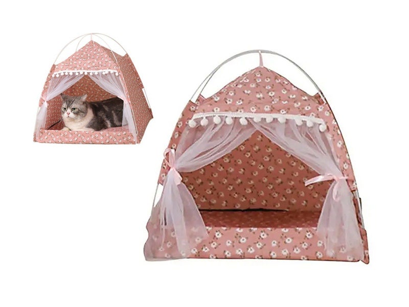 58x58x59cm Portable Cat Tent Cat House Foldable Cat Nest for Small Pets Carousel 1