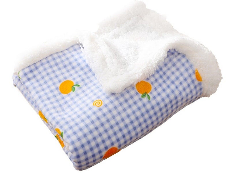 60x40cm Double Layer Pet Cat Winter Warm Blanket Plush Throw Blanket Blue Carousel 1