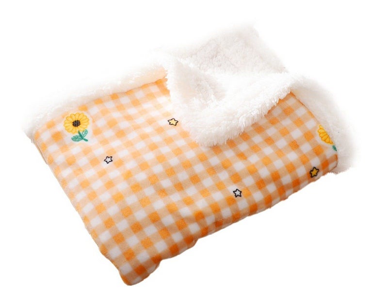 60x40cm Double Layer Pet Cat Winter Warm Blanket Plush Throw Blanket Orange Carousel 1