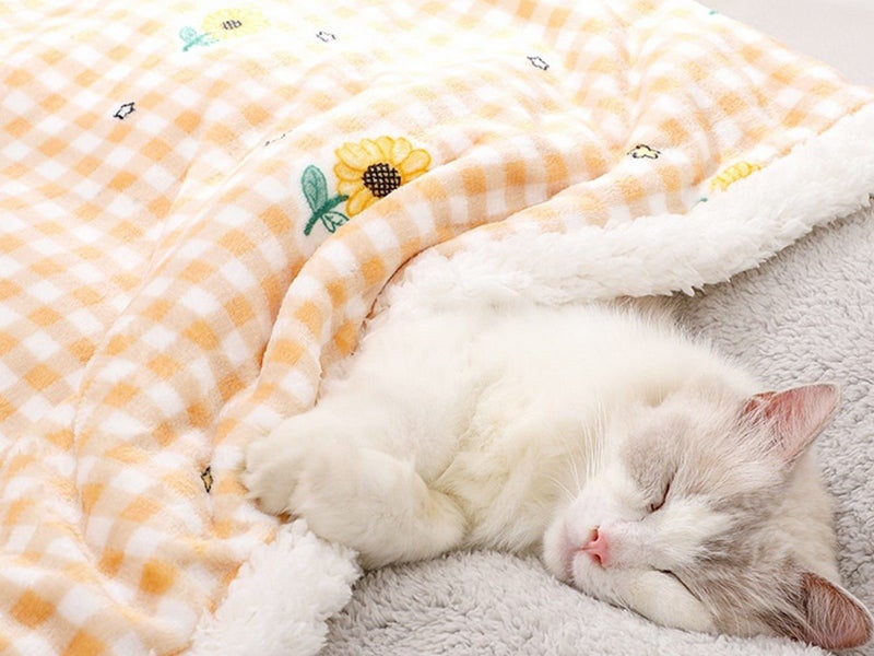 60x40cm Double Layer Pet Cat Winter Warm Blanket Plush Throw Blanket Orange Carousel 2