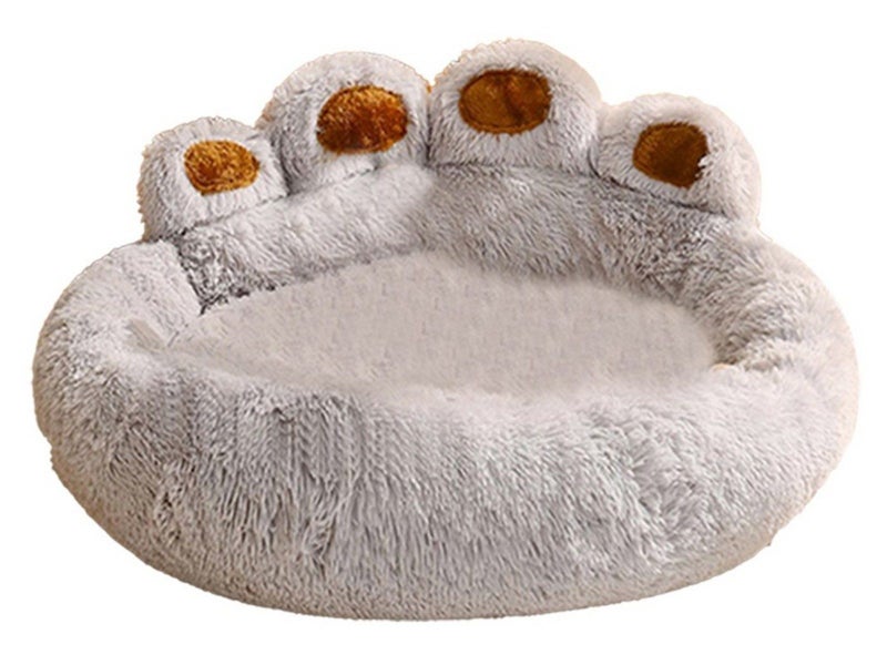 80cm Winter Warm Pet Bed Plush Dog Bed Pet Calming Bed for Puppy Cats Grey Carousel 1