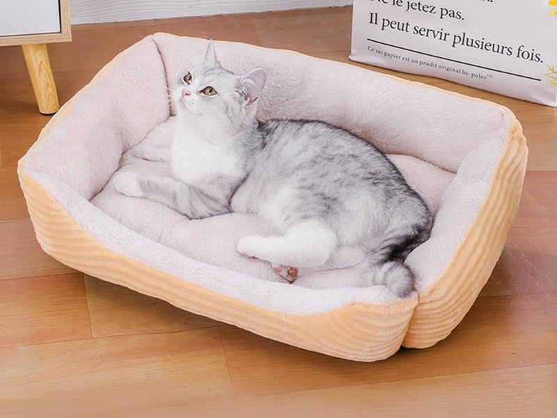90x70cm Plush Pet Bed Dog Sofa Cozy Puppy Cat Sleeping Bed Yellow Carousel 3