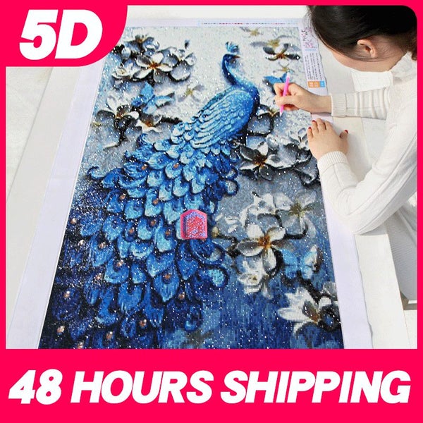 Meian 5D Special Shaped Diamond Painting Kit Peacock Animal Mosaic Dotz Carousel 1