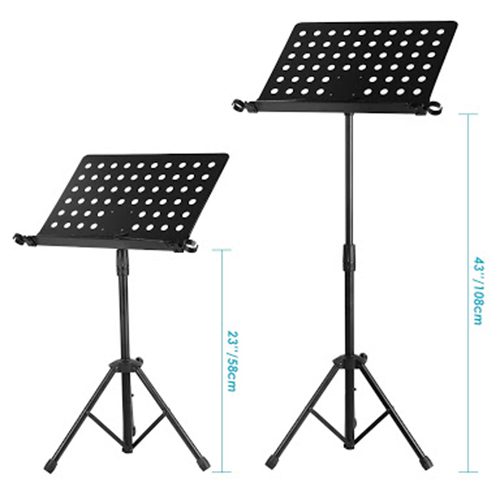 Lawrence Music Stand with Height & Angle Adjustment and 2 microphone holders Carousel 2