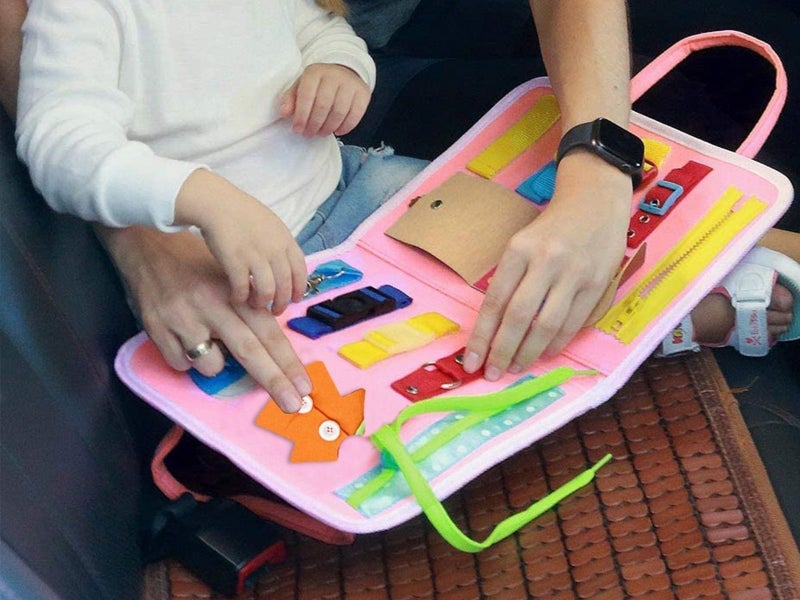 Montessori Busy Board Felt Toddler Sensory Board Toddler Educational Toy Pink Carousel 3