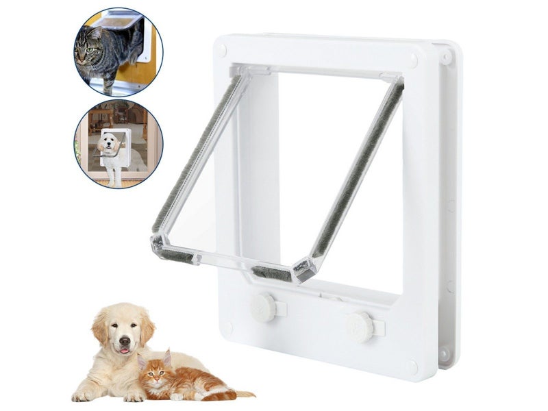 Lockable Pet Flap Door Thin Cat Flap Door with 4-Way Safe Lock - L Size Carousel 1