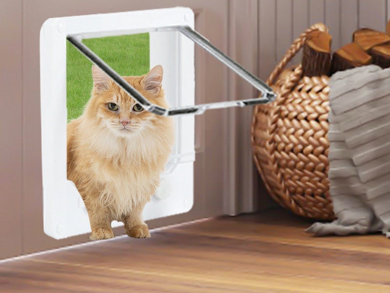 Lockable Pet Flap Door Thin Cat Flap Door with 4-Way Safe Lock - L Size Carousel 3