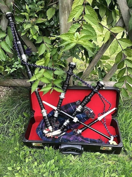 Great Highland Bagpipe Full Size Silver Mounts Bagpipes Rosewood Black Bagpipe Carousel 2