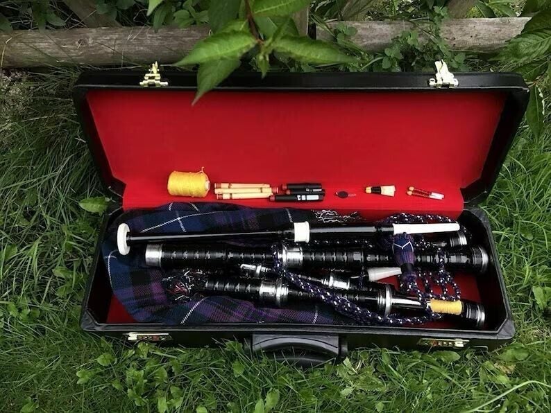 Great Highland Bagpipe Full Size Silver Mounts Bagpipes Rosewood Black Bagpipe Carousel 3