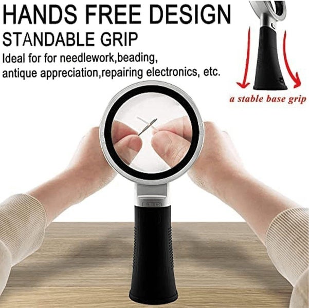 Magnipros 10X Magnifying Glass With Lights - Non Slip Ergonomic Standing Handle Carousel 1