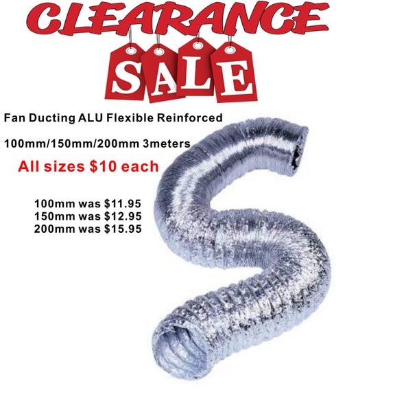 Fan Ducting ALU Flexible Reinforced 100mm /150mm / 200mm 3meters/ EXTENSION new Carousel 1
