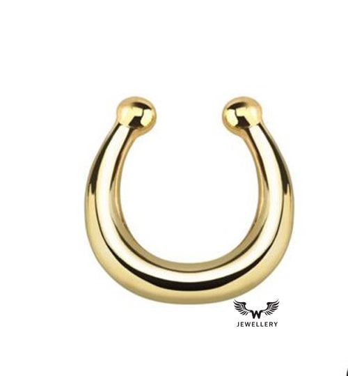 Simple Fake Septum Clicker Nose Ring~Gold/Silver Carousel 1