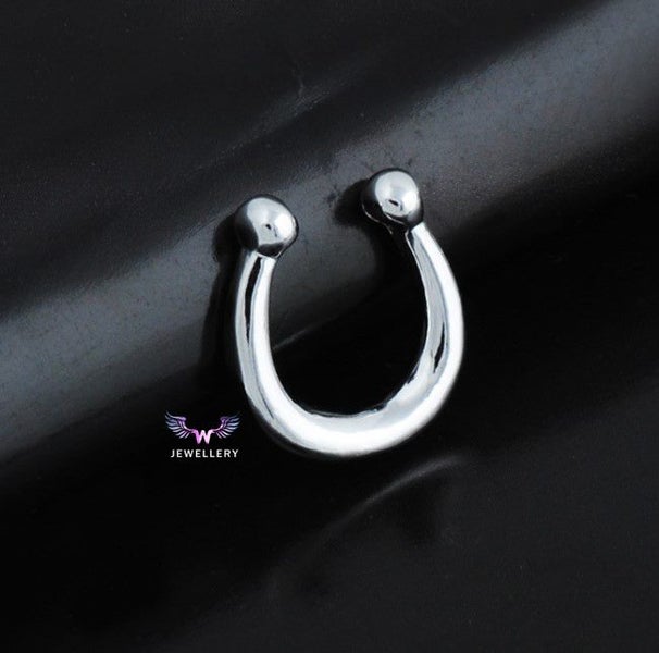Simple Fake Septum Clicker Nose Ring~Gold/Silver Carousel 2