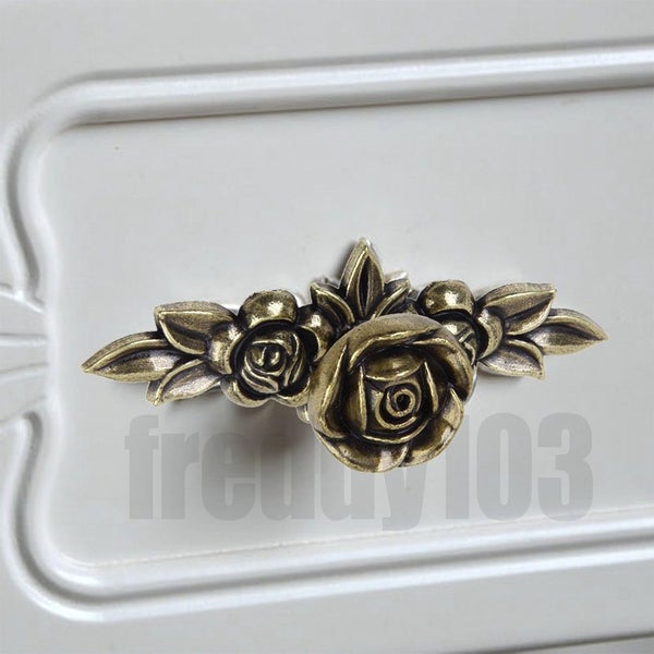Antique Bronze Rose Pull w Screw for Cabinet Drawer Door Furniture Carousel 2