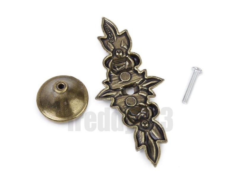 Antique Bronze Rose Pull w Screw for Cabinet Drawer Door Furniture Carousel 7