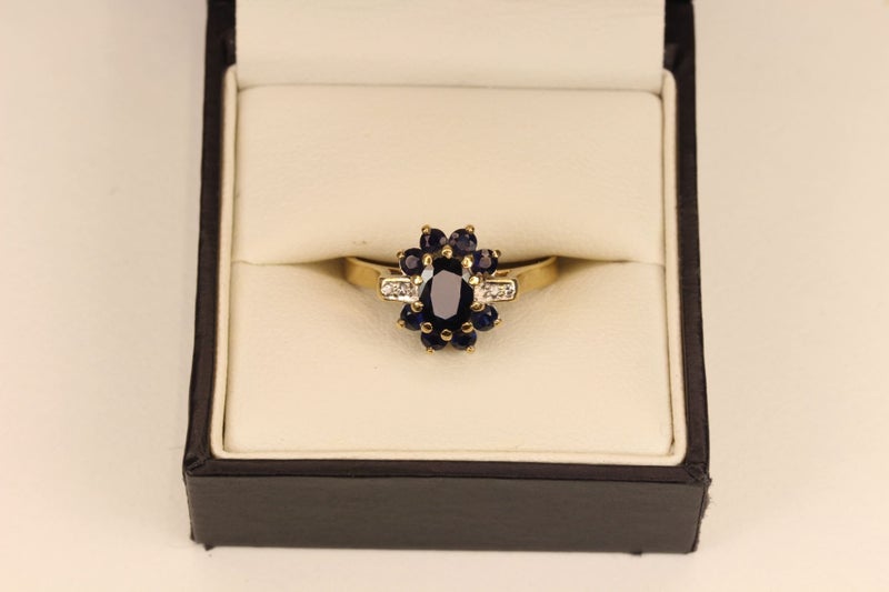 9ct Sapphire & Diamond ‘Halo’ ring Carousel 1