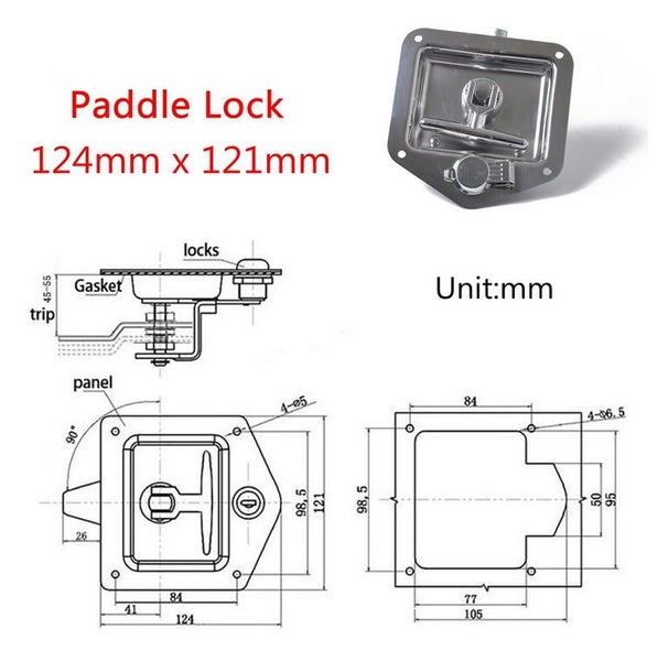 T Handle Lock Stainless Steel With Keys Trailer Camper Truck Tool Box Silver Carousel 5