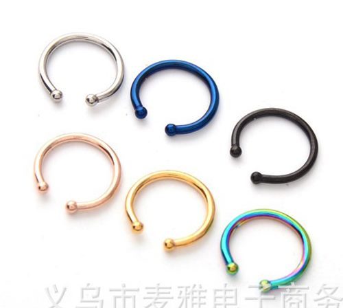 316 Surgical Steel General Fake Nose/Ear/Septum/Lip Ring~6 Colours Carousel 1