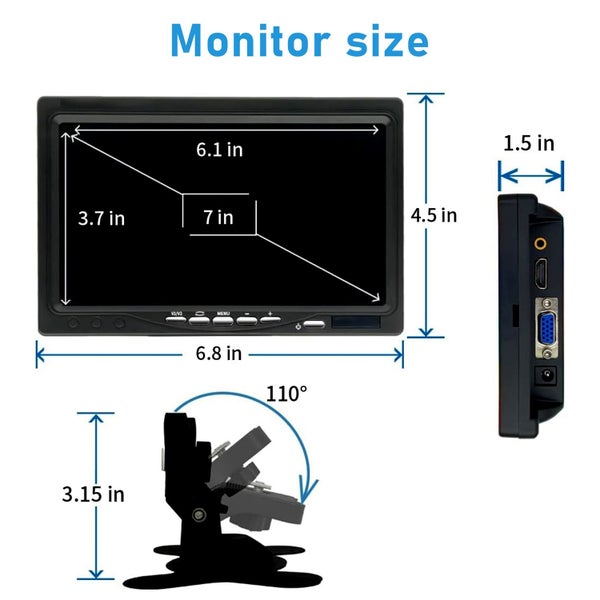 7-inch HD VGA Small TV AV Car Image Display HDMI Monitor Computer Display Carousel 6