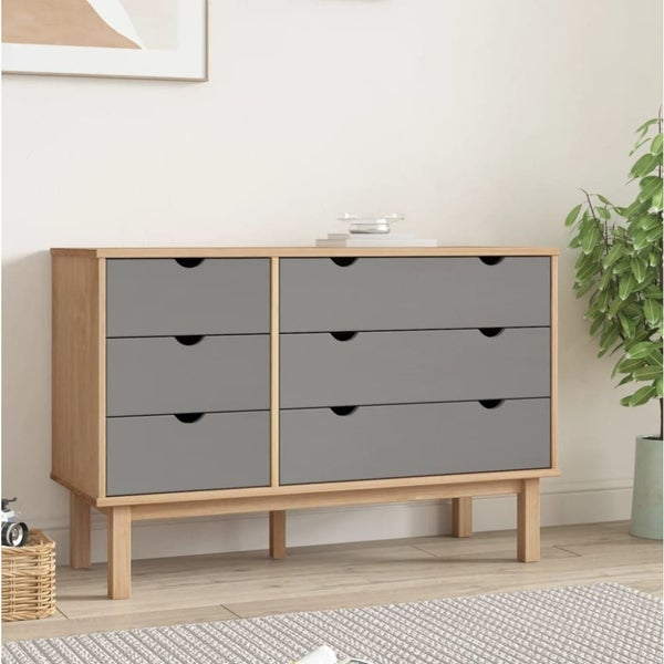 Drawer Cabinet Otta Brown & Grey 111x43x73.5 Cm Solid Wood Pine Tanpnl Carousel 1
