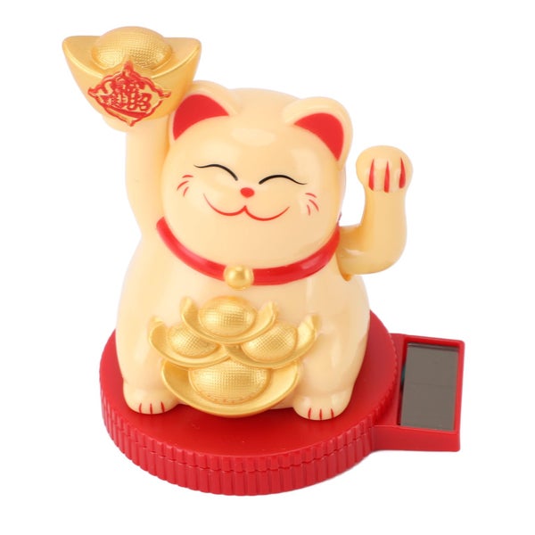solar lucky cat statue Solar Powered Lucky Cat Rotating Base Fortune Cat Statue Carousel 2