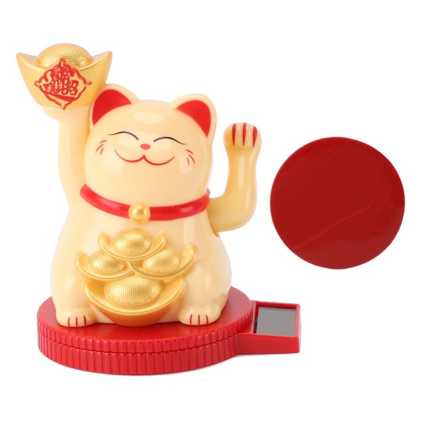 solar lucky cat statue Solar Powered Lucky Cat Rotating Base Fortune Cat Statue Carousel 8