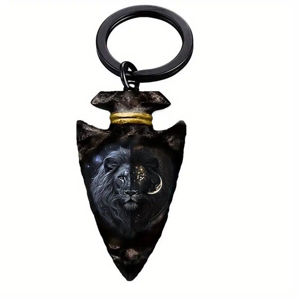 Black Lion Inverted Triangle Keychain - NEW64193300107137110