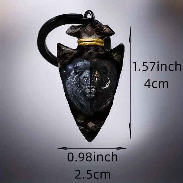 Black Lion Inverted Triangle Keychain - NEW64193300107137112