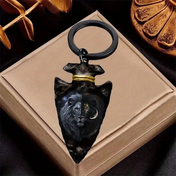 Black Lion Inverted Triangle Keychain - NEW64193300107137113