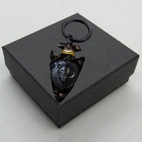 Black Lion Inverted Triangle Keychain - NEW64193300107137114