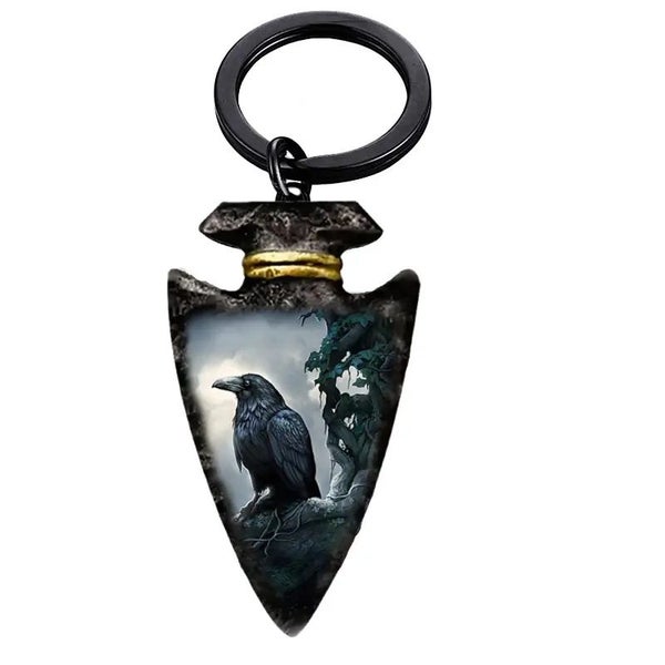 Fashionable Gothic Style Dark Crow Painted Keychain - NEW64264845664642110
