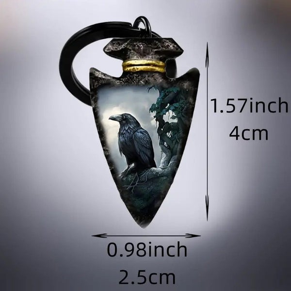 Fashionable Gothic Style Dark Crow Painted Keychain - NEW64264845664642112