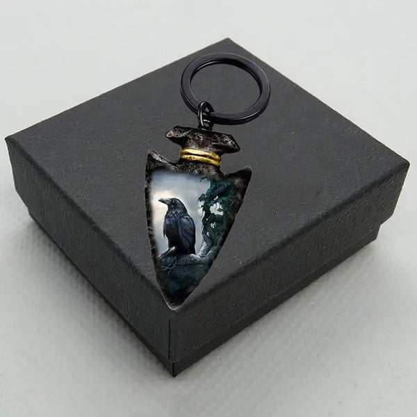 Fashionable Gothic Style Dark Crow Painted Keychain - NEW64264845664642113