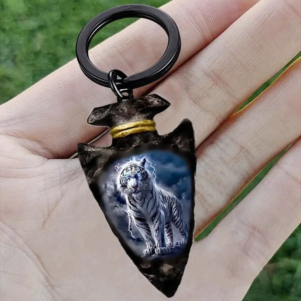 White Tiger Triangle Keychain - NEW64265040921345111
