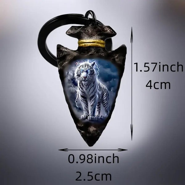 White Tiger Triangle Keychain - NEW64265040921345112