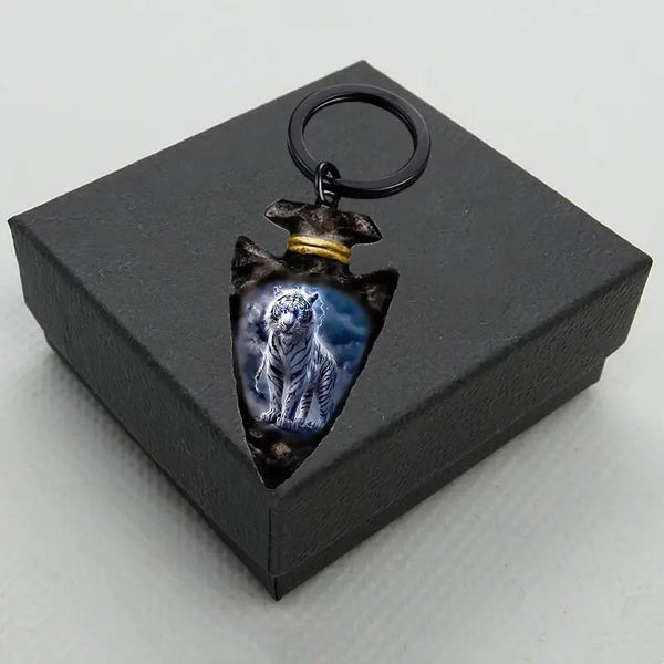 White Tiger Triangle Keychain - NEW64265040921345113