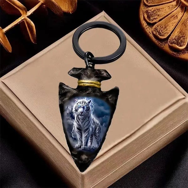 White Tiger Triangle Keychain - NEW64265040921345114