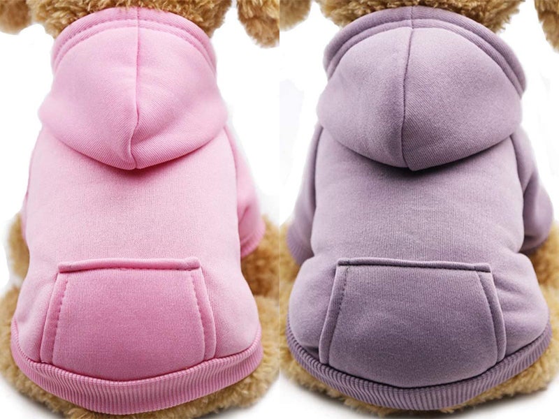 2Pcs S Pink Purple Pet Hoodie Puppy Dog Hoodie Sweatshirt Cat Clothing Clothes Carousel 1