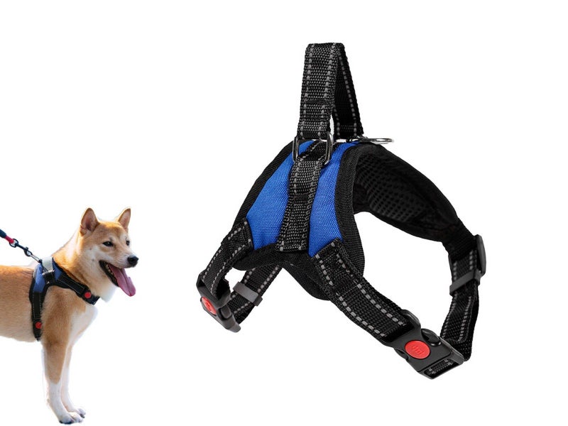 No-Pull Pet Dog Harness with Handle Adjustable Padded Vest - Blue-M Carousel 1