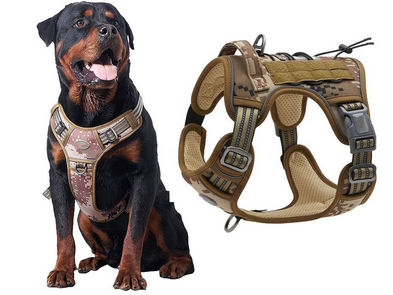 No Pull Pet Dog Harness Reflective Pet Training Vest with Handle Camo L Size Carousel 1