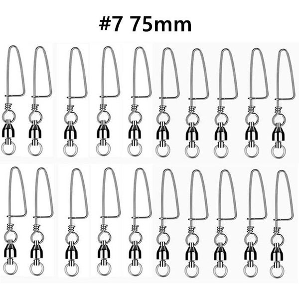 #7 20PCS Ball Bearing Fishing Swivels Snap Coastlock Fishing Line Connector Carousel 1